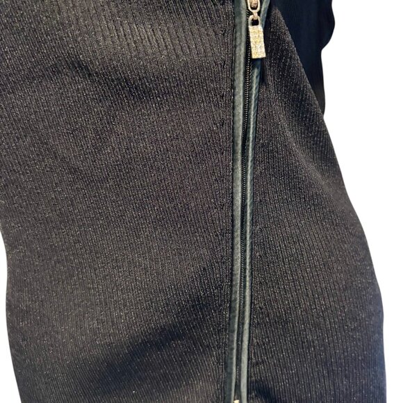 Cache Black 2 WAY Diagonal Rhinestone ZIPPER Rib Knit Top Wayne Rogers - Picture 3 of 14